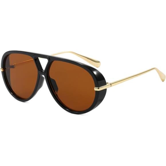 AIEYEZO Oversized Aviator Sunglasses Women Men Fashion Retro Big Frame Sun - Picture 1 of 7